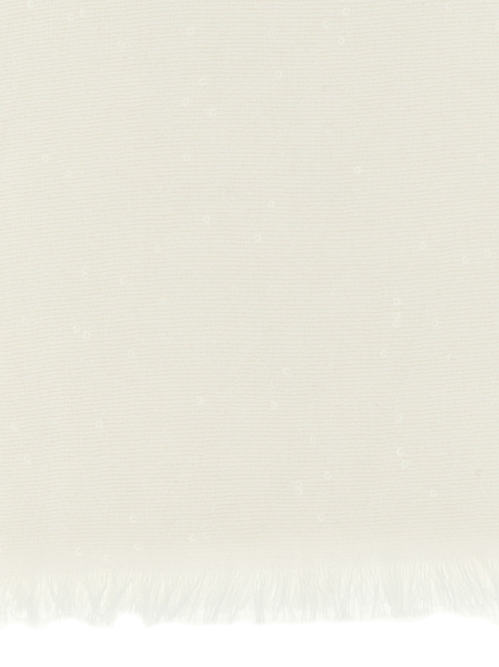 Brunello Cucinelli 70% cashmere scarf in white — view 2