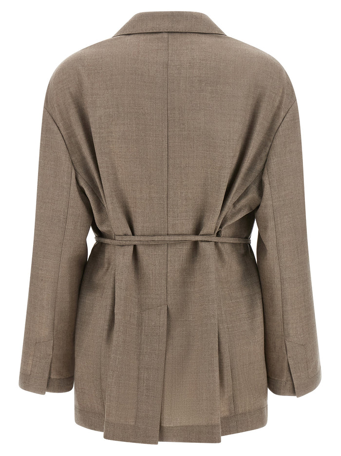 Brunello Cucinelli 100% virgin wool blazer in beige — view 2