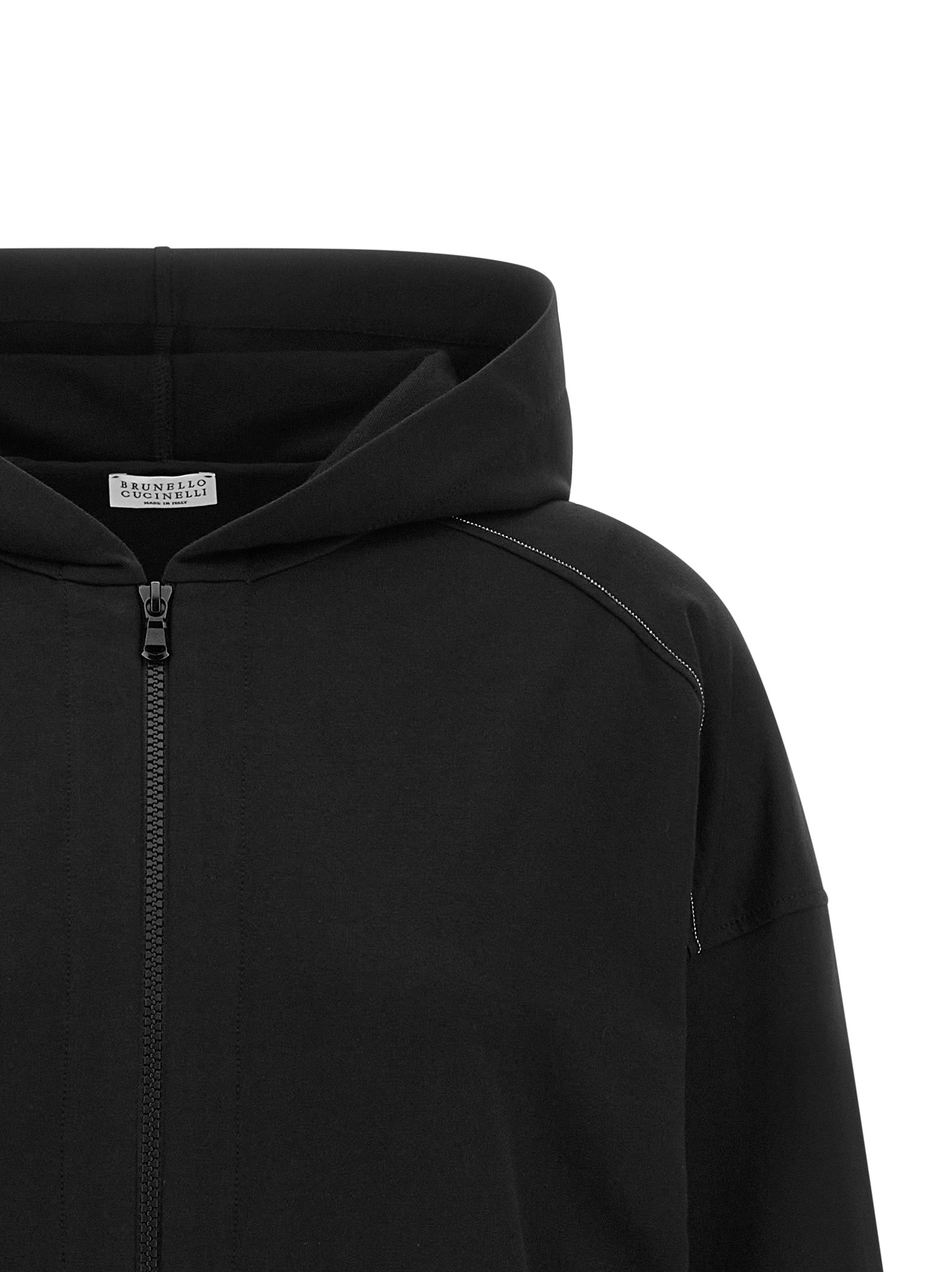Brunello Cucinelli 98% Cotton hoodie in black — view 3