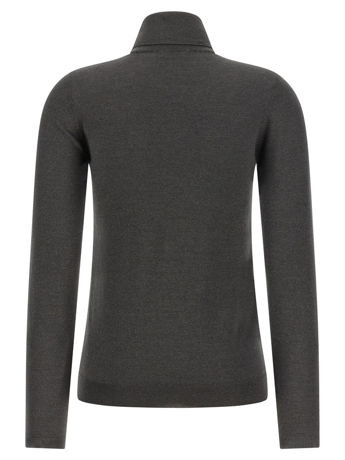 Brunello Cucinelli 51% Cashmere turtleneck sweater in gray — view 2