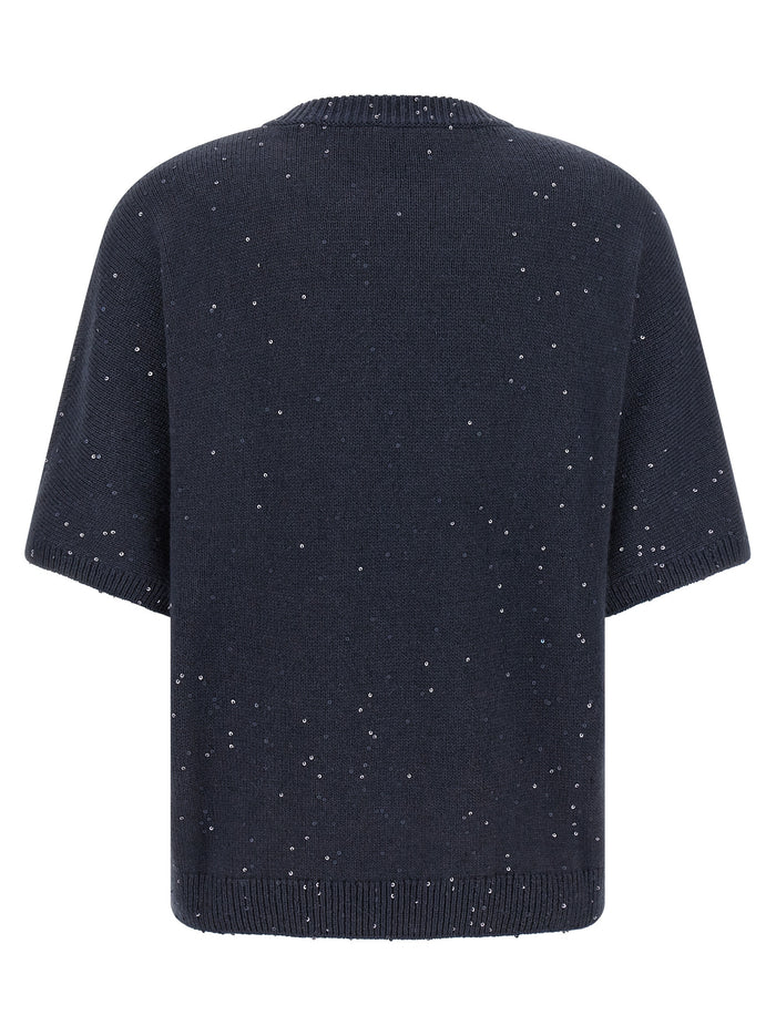 Brunello Cucinelli 80% cashmere sweater in blue — view 2