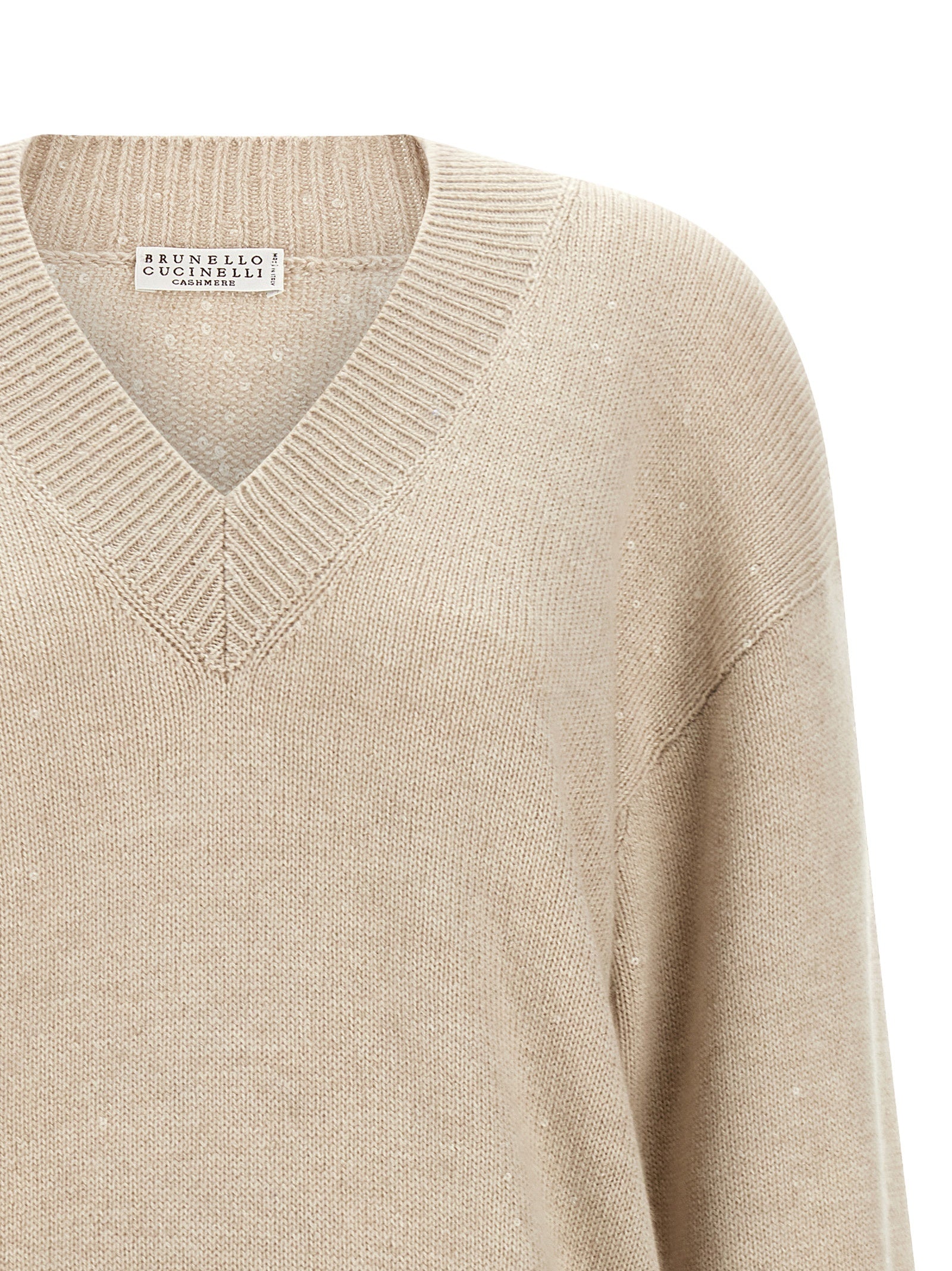 Brunello Cucinelli 80% cashmere sweater in beige — view 3