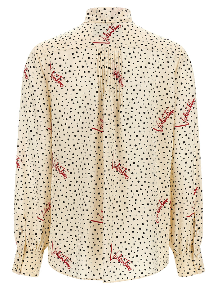 Valentino Garavani 100% silk blouse in beige — view 2