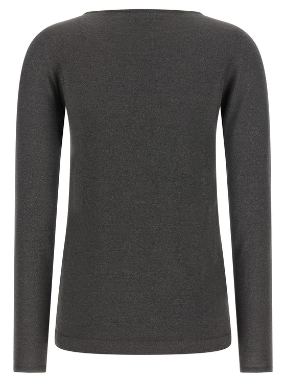 Brunello Cucinelli Cashmere-Silk Knit Sweater — Gray