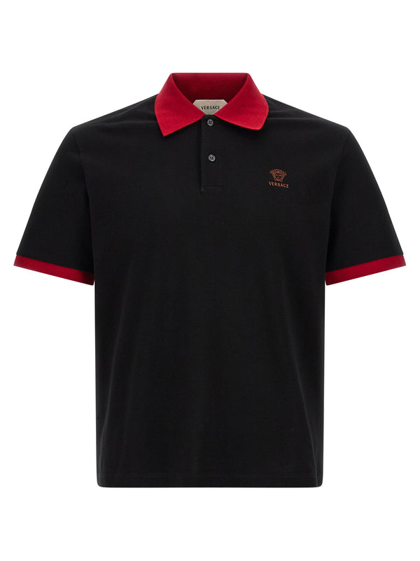 Versace 100% Cotton polo shirt in black