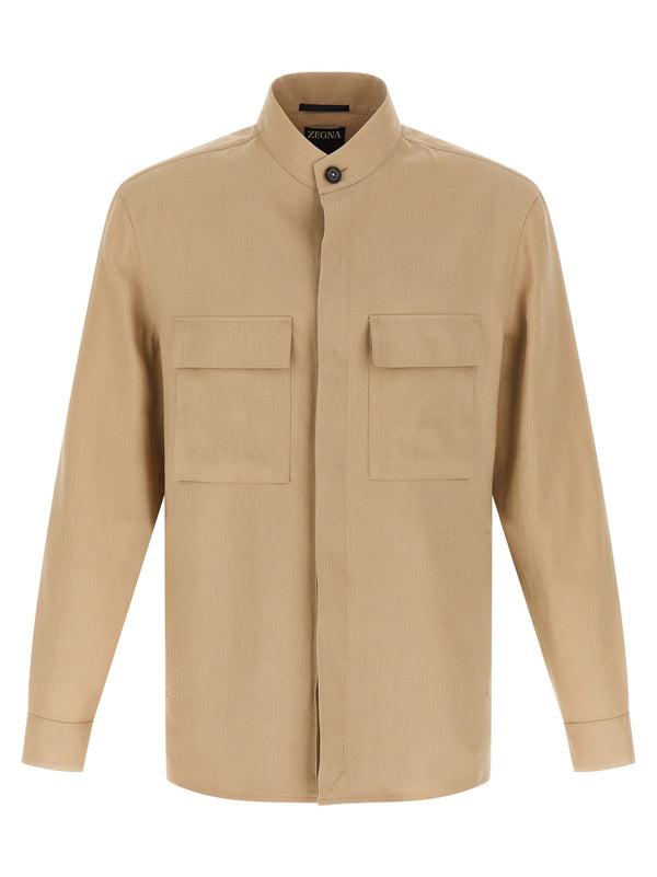 Zegna 100% linen overshirt in beige