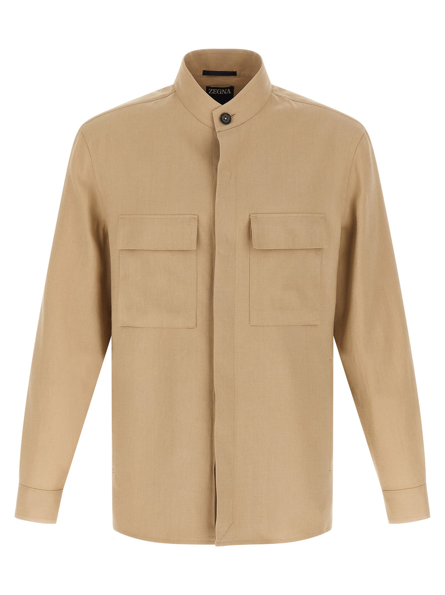 Zegna 100% linen overshirt in beige