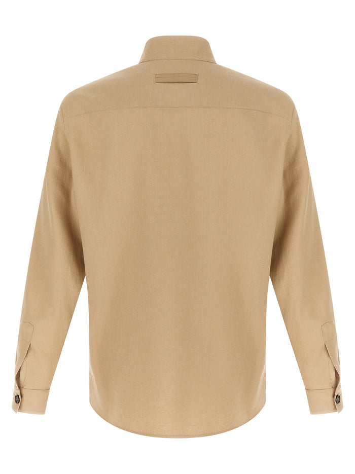 Zegna 100% linen overshirt in beige — view 2