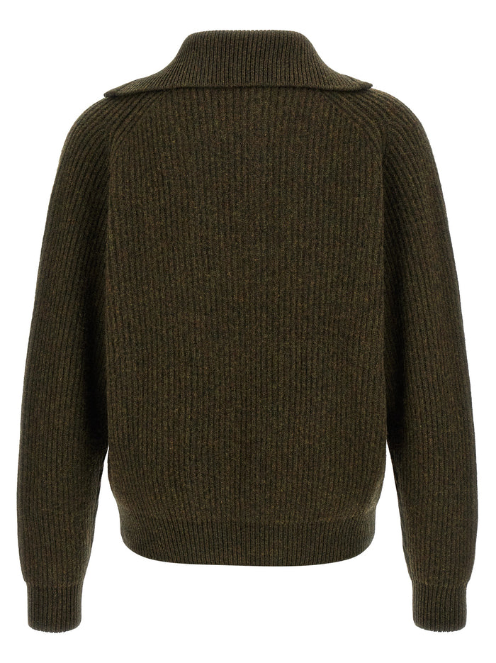 Jil Sander 100% Wool cardigan in green — view 2