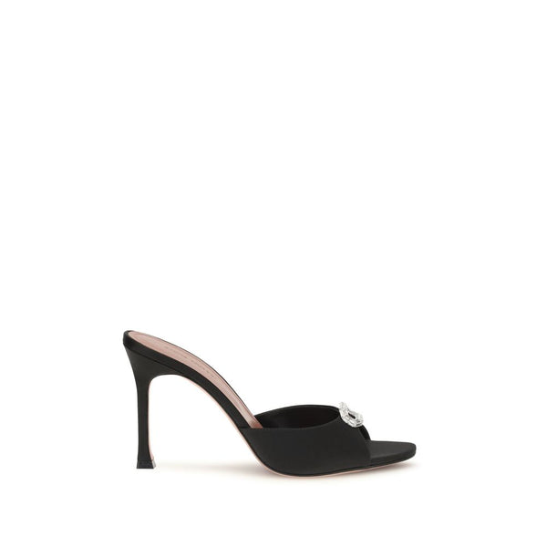 Amina Muaddi 100% Silk mule heel in black