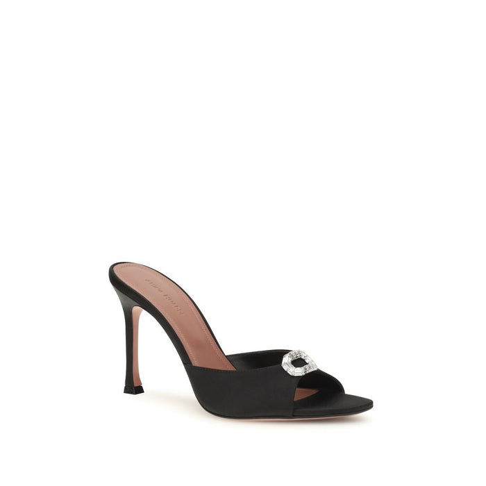 Amina Muaddi 100% Silk mule heel in black — view 2