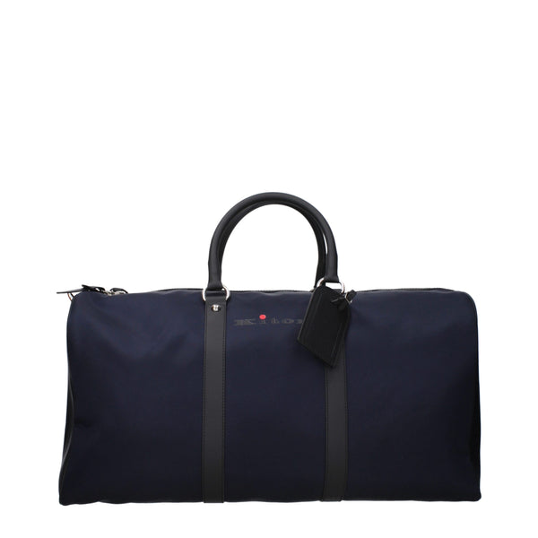Kiton Nylon with leather trim travel bag in navy