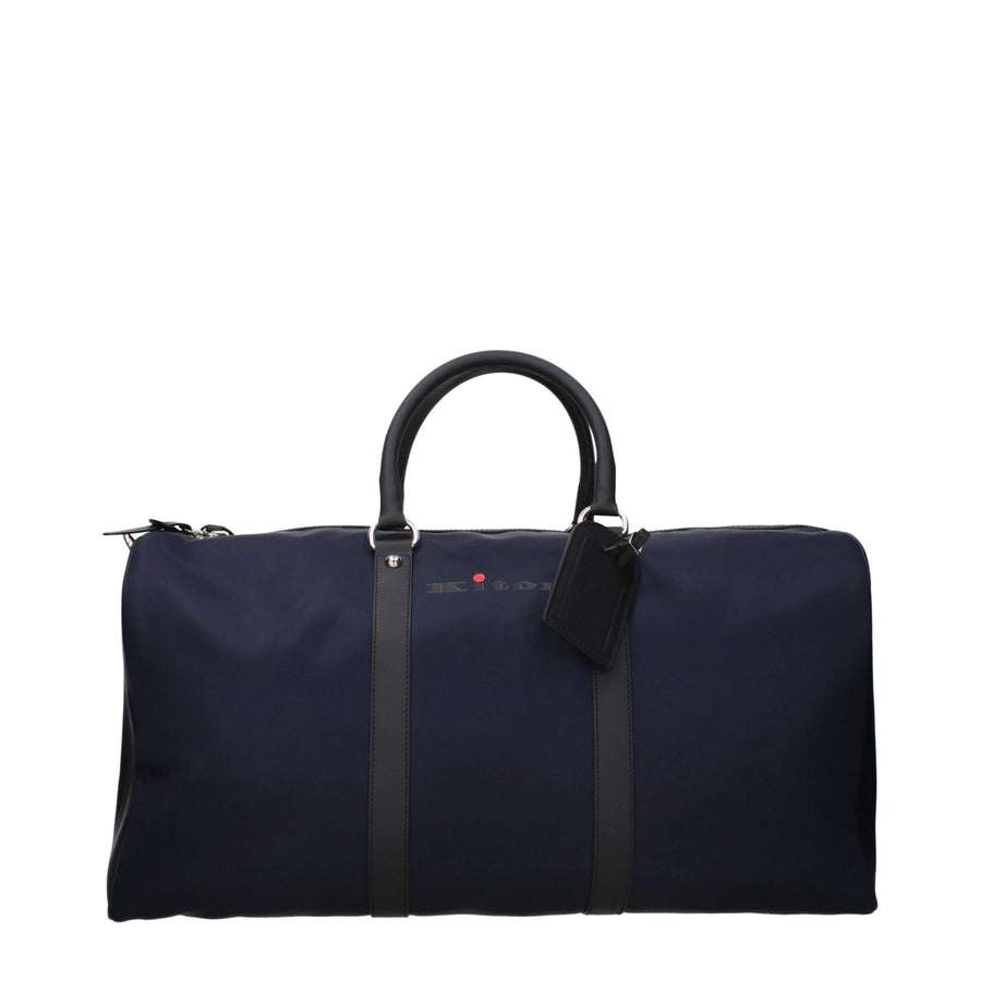 Kiton Nylon with leather trim travel bag in navy