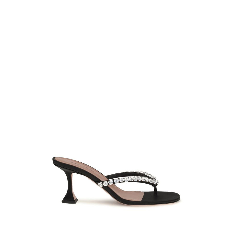 Amina Muaddi 100% Silk sandal in black