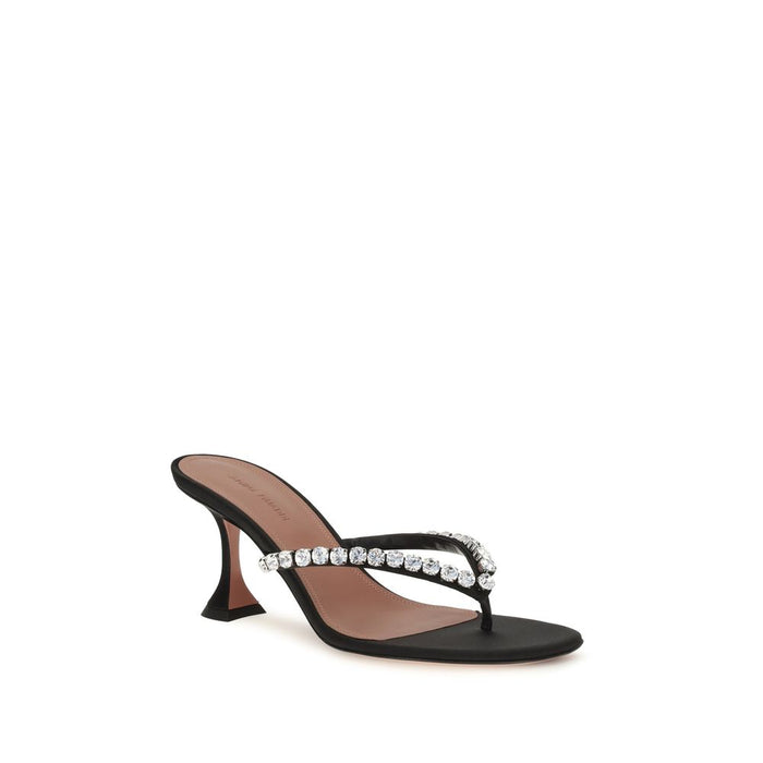 Amina Muaddi 100% Silk sandal in black — view 2