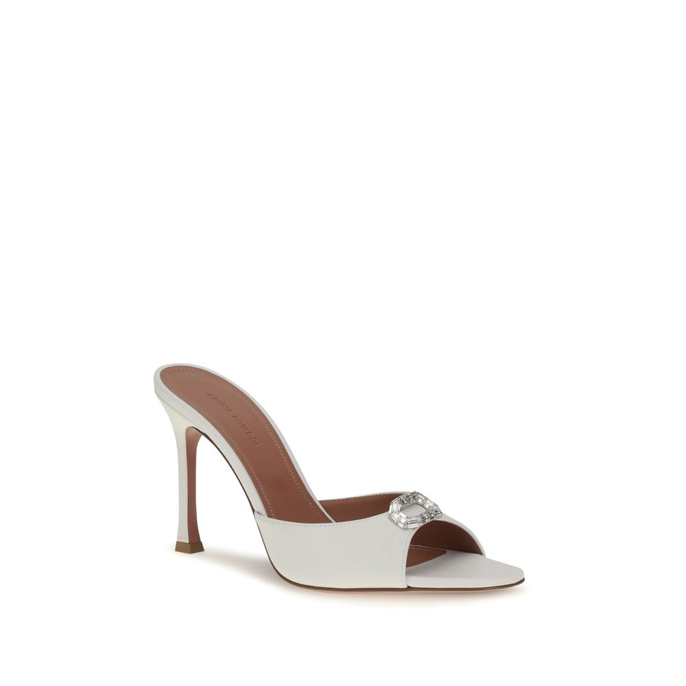 Amina Muaddi 100% Calf Leather Bos Taurus mule in white — view 2