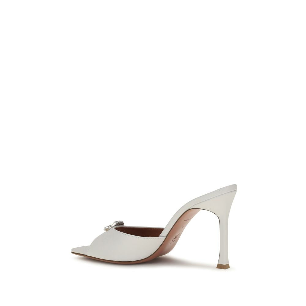 Amina Muaddi 100% Calf Leather Bos Taurus mule in white — view 3