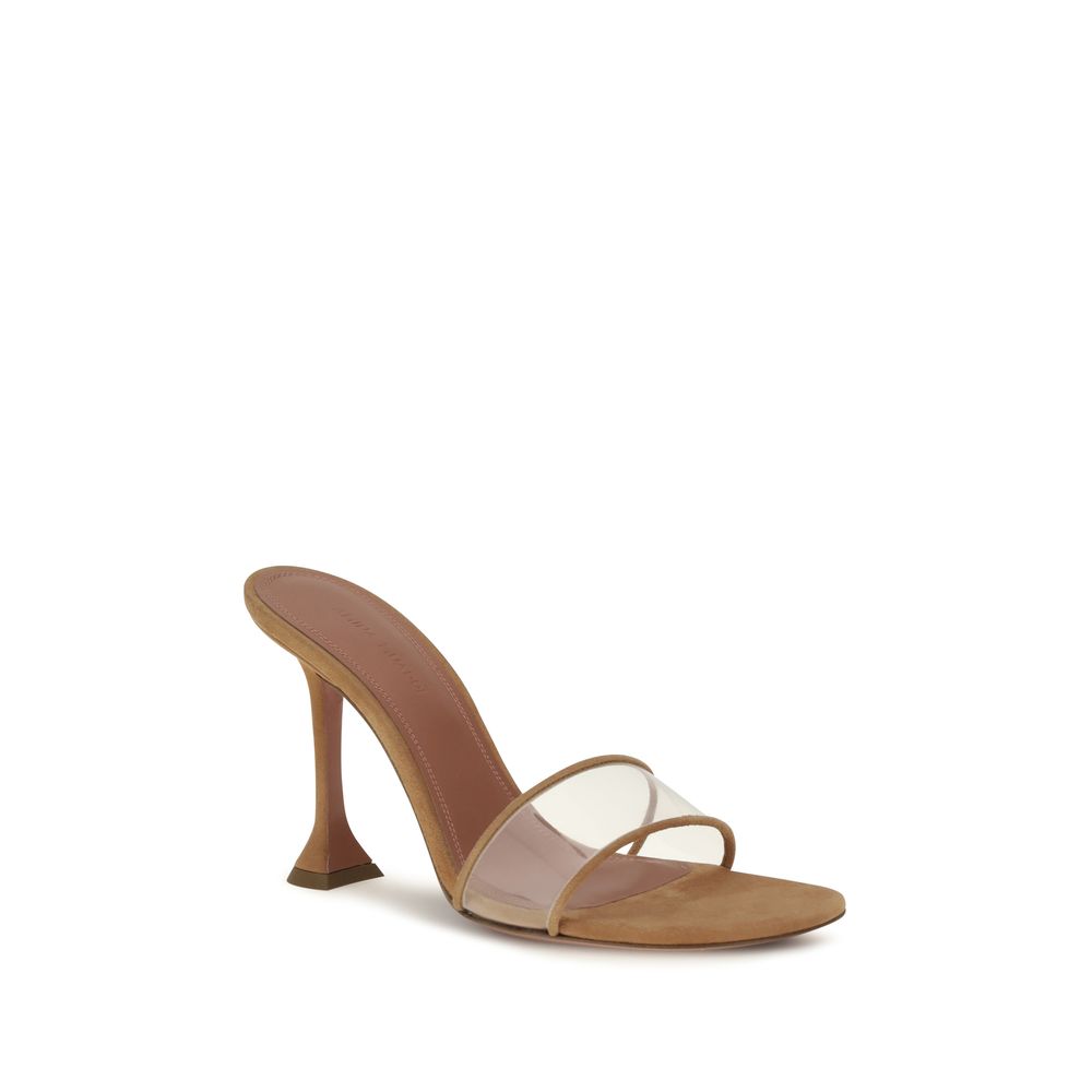 Amina Muaddi 100% Calf Leather Bos Taurus mule in beige — view 2