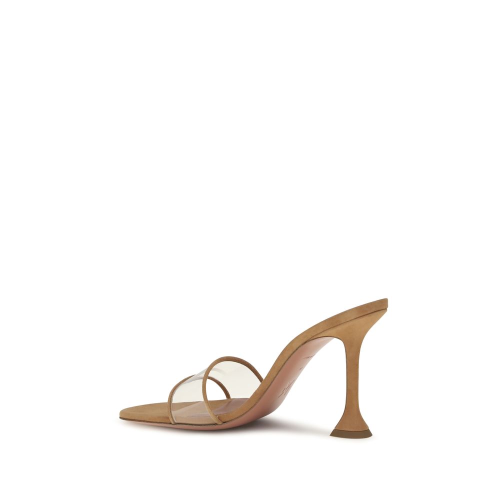 Amina Muaddi 100% Calf Leather Bos Taurus mule in beige — view 3