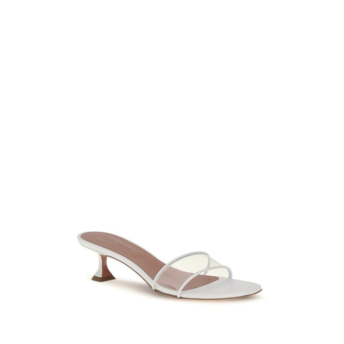 Amina Muaddi 100% Calf Leather Bos Taurus heel mule in white — view 2