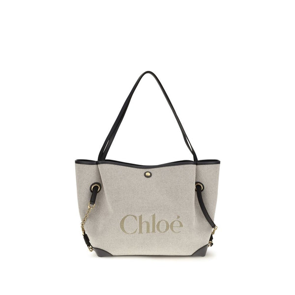 Chloé 100% Cotton canvas shoulder bag in gray