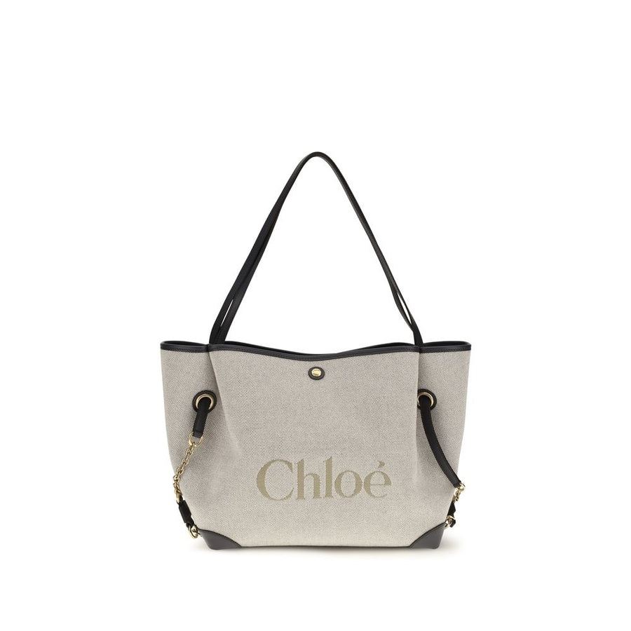 Chloé 100% Cotton canvas shoulder bag in gray