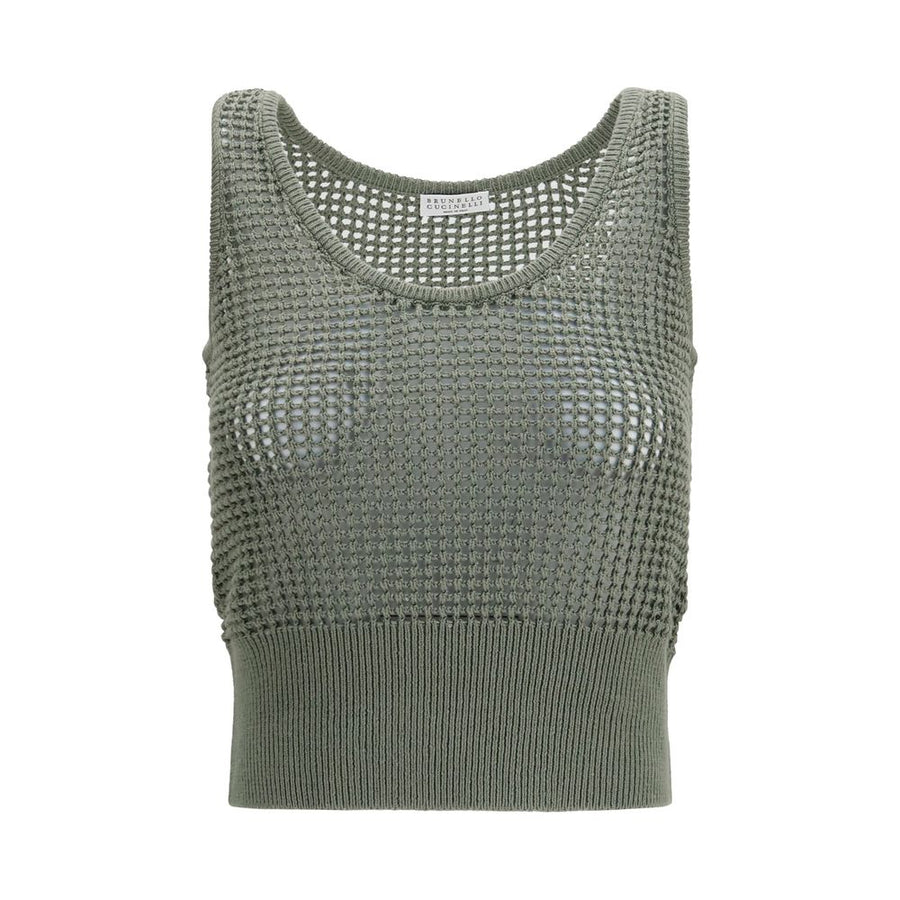 Brunello Cucinelli 96% Cotton tank top in green