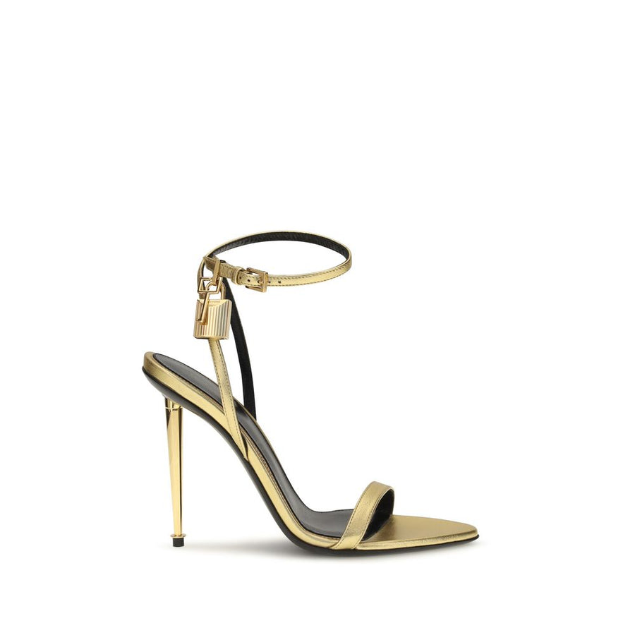 Tom Ford Upper: 100% Lambskin; Sole: 100% Calf Leather stiletto heel sandal in gold