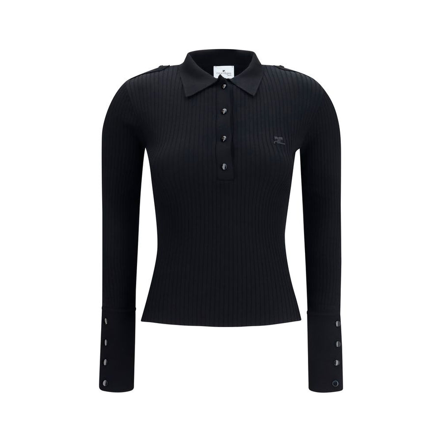 CourrèGes 70% Viscose polo shirt in black