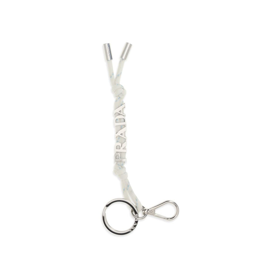 Prada 100% Recycled Polyamide key case in white