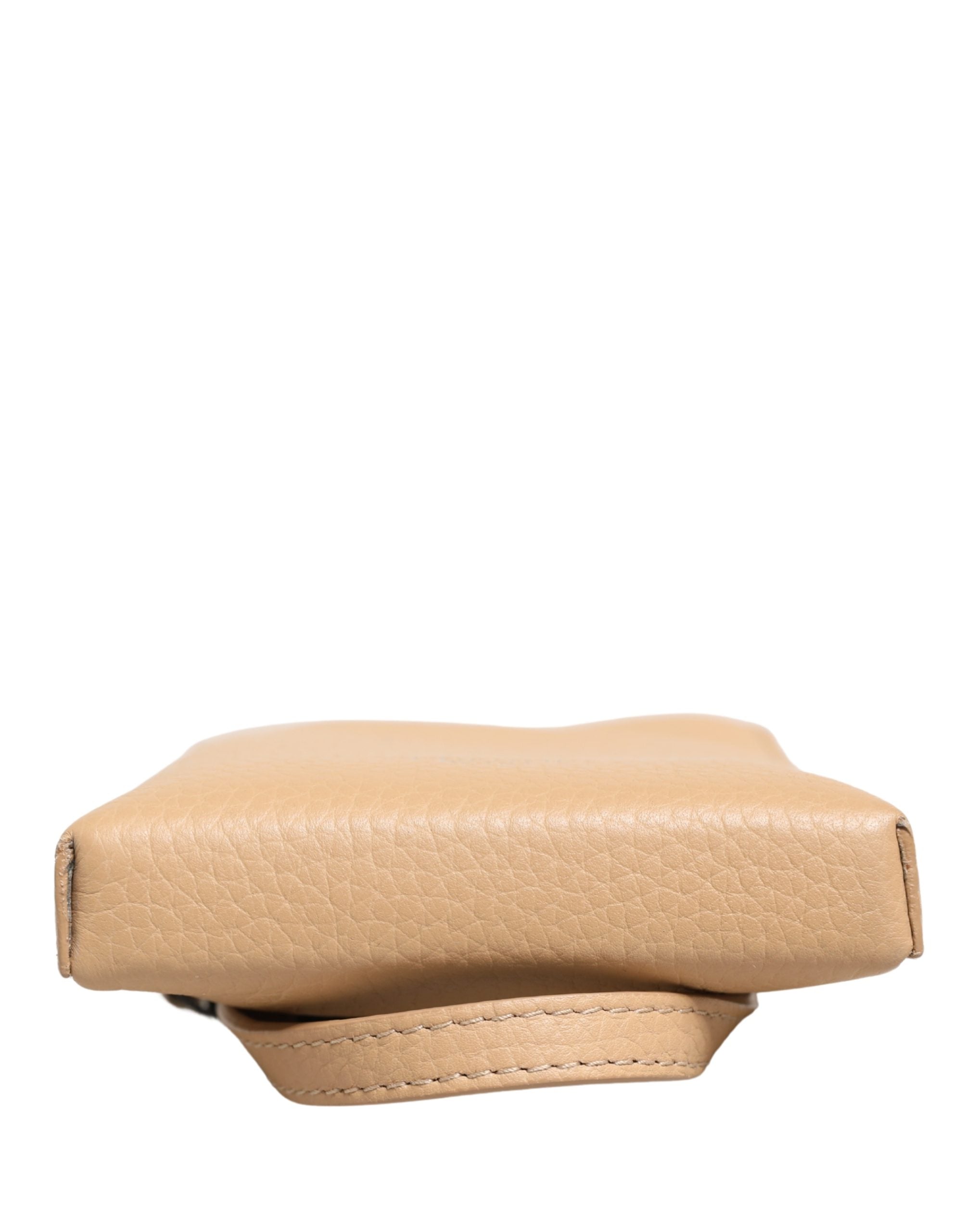 Beige Calf Leather Crossbody Sling Phone Borse Bag
