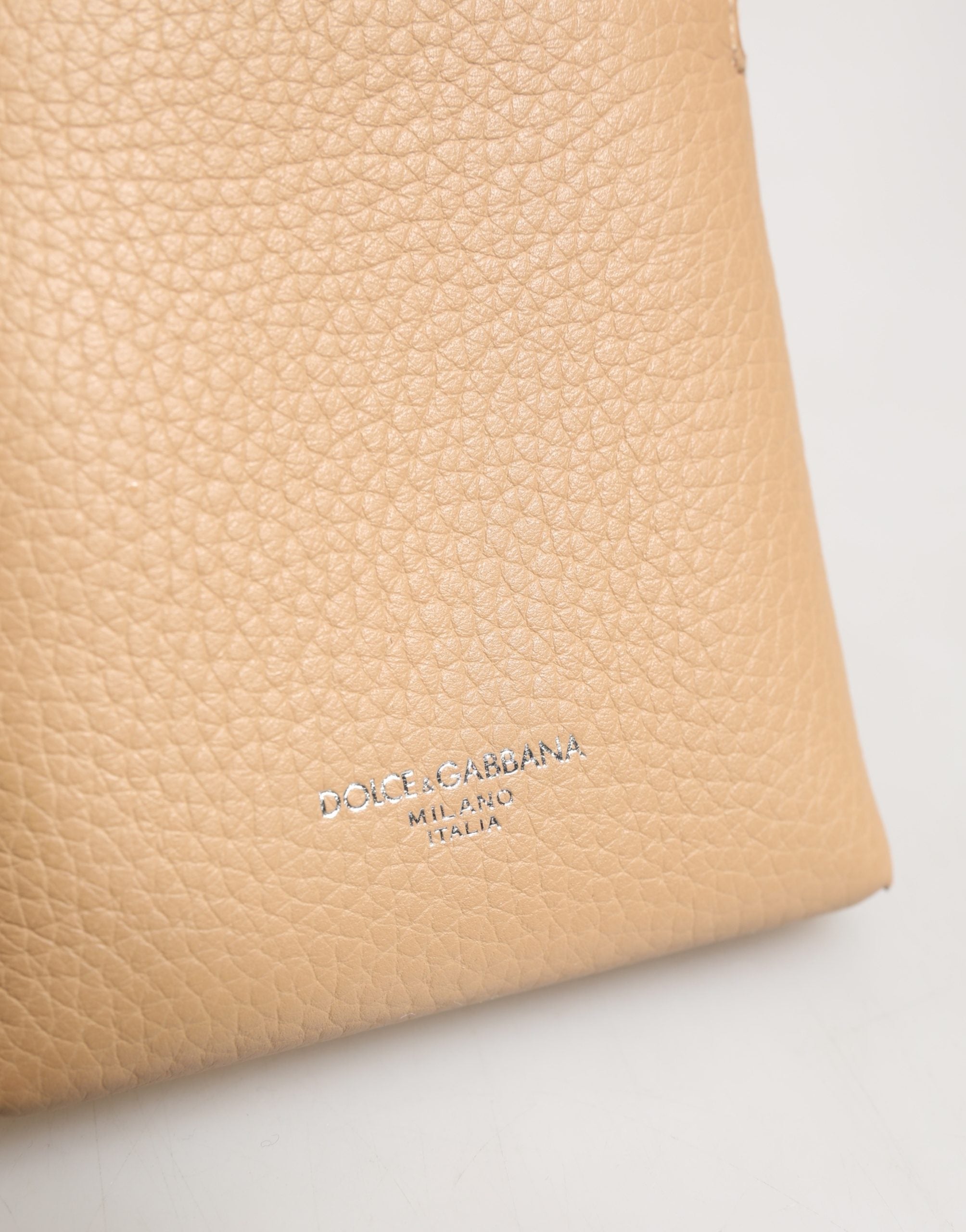 Beige Calf Leather Crossbody Sling Phone Borse Bag