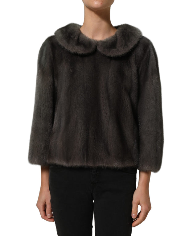 Dolce & Gabbana 40% Cashmere 60% Mink Sheep; Lining: 93% Silk 7% Spandex blouse in gray