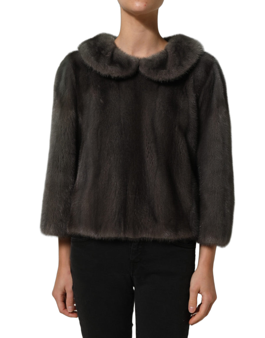 Dolce & Gabbana 40% Cashmere 60% Mink Sheep; Lining: 93% Silk 7% Spandex blouse in gray