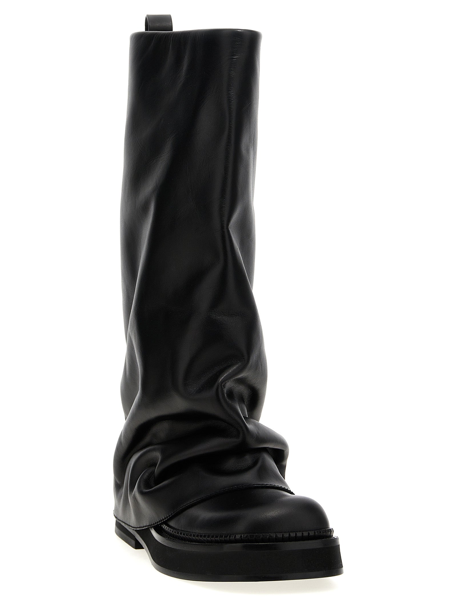 The Attico 100% calfskin leather boot in black — view 2