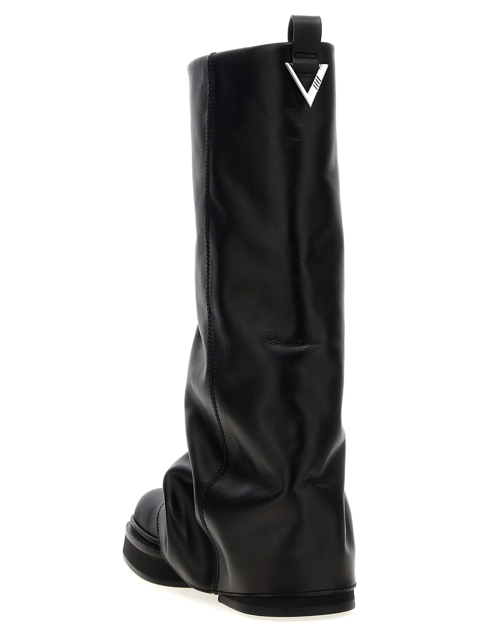 The Attico 100% calfskin leather boot in black — view 3
