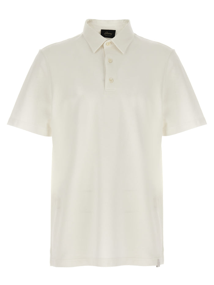 Brioni 100% cotton (GOTS-certified) polo shirt in white