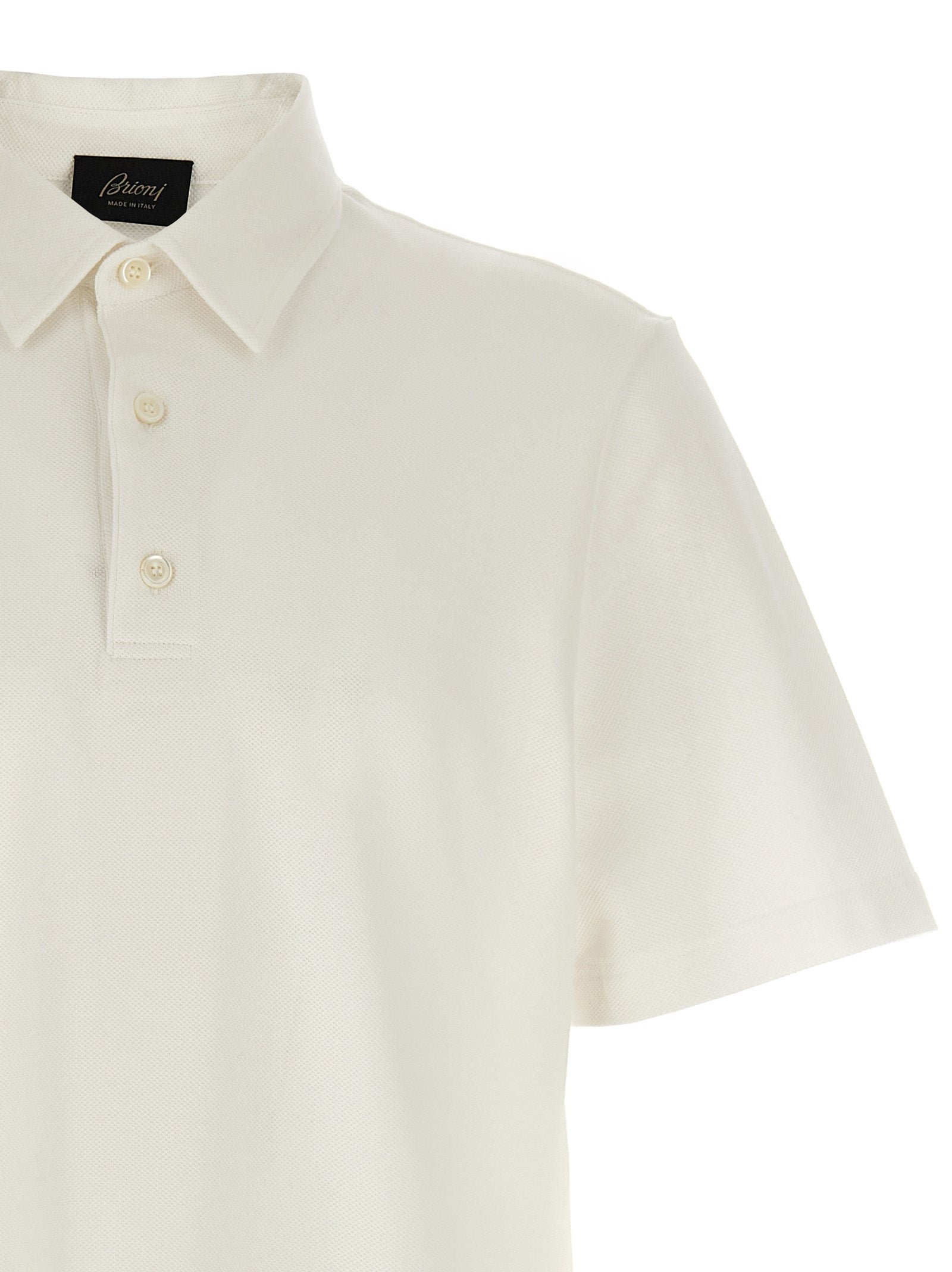 Brioni 100% cotton (GOTS-certified) polo shirt in white — view 3