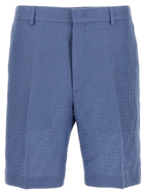 Fendi 83% Linen bermuda shorts in blue