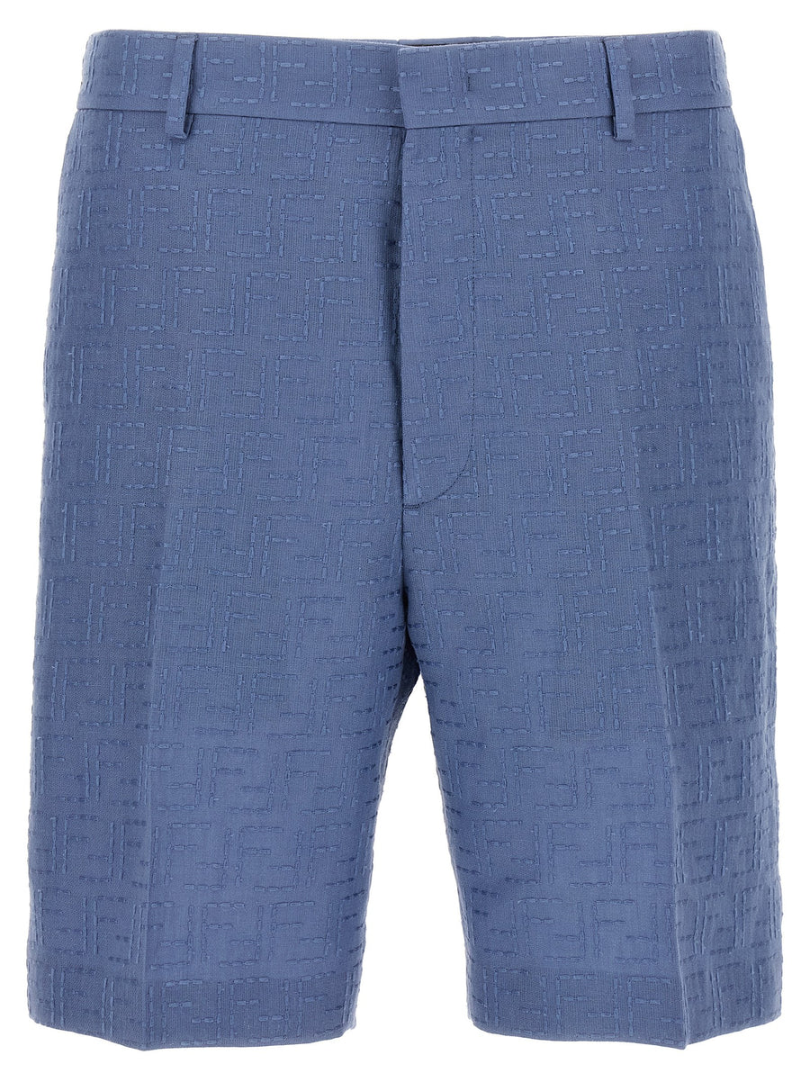Fendi 83% Linen bermuda shorts in blue