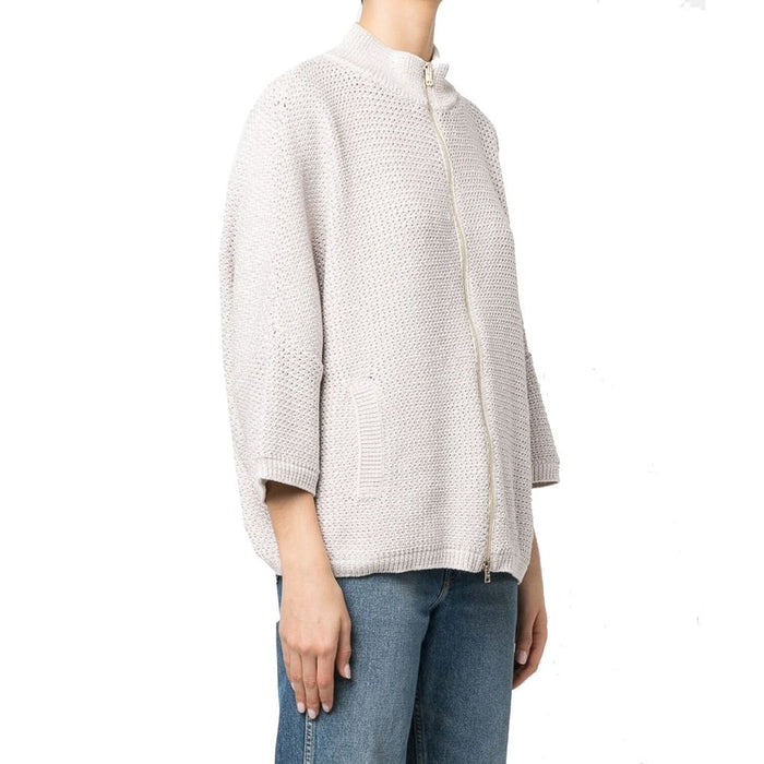 Herno 35% Cotton cardigan in beige — view 2