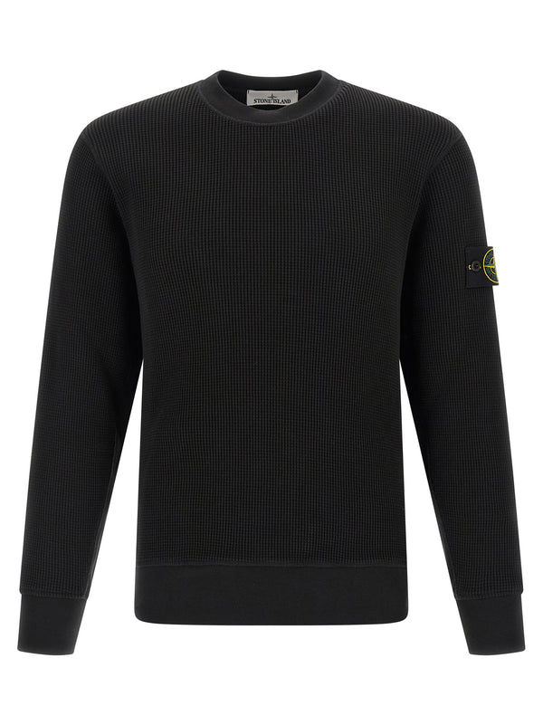 Stone Island 100% cotton sweatshirt in black