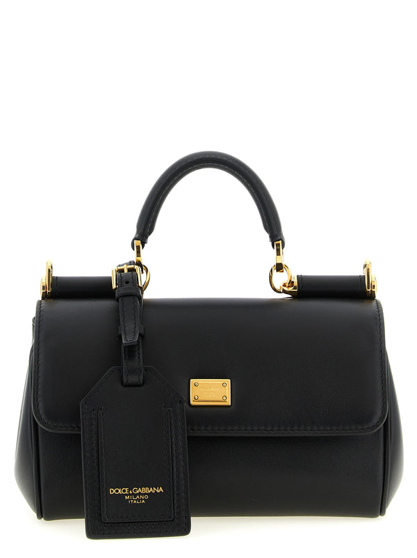 Dolce & Gabbana 95% Calf Leather top handle bag in black