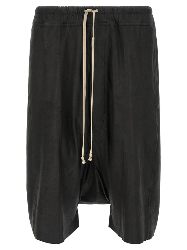 Rick Owens 100% lamb leather bermuda shorts in black