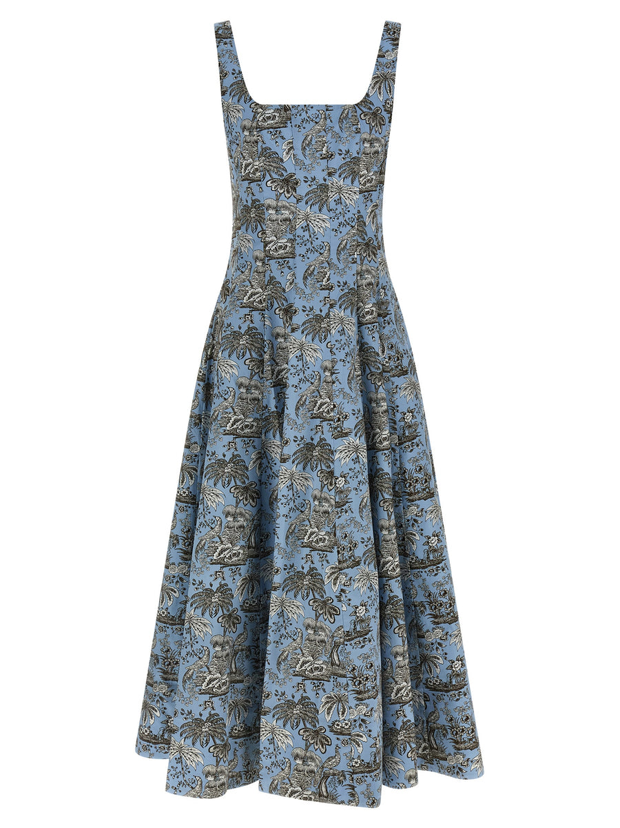 Staud 98% Cotton midi dress in blue