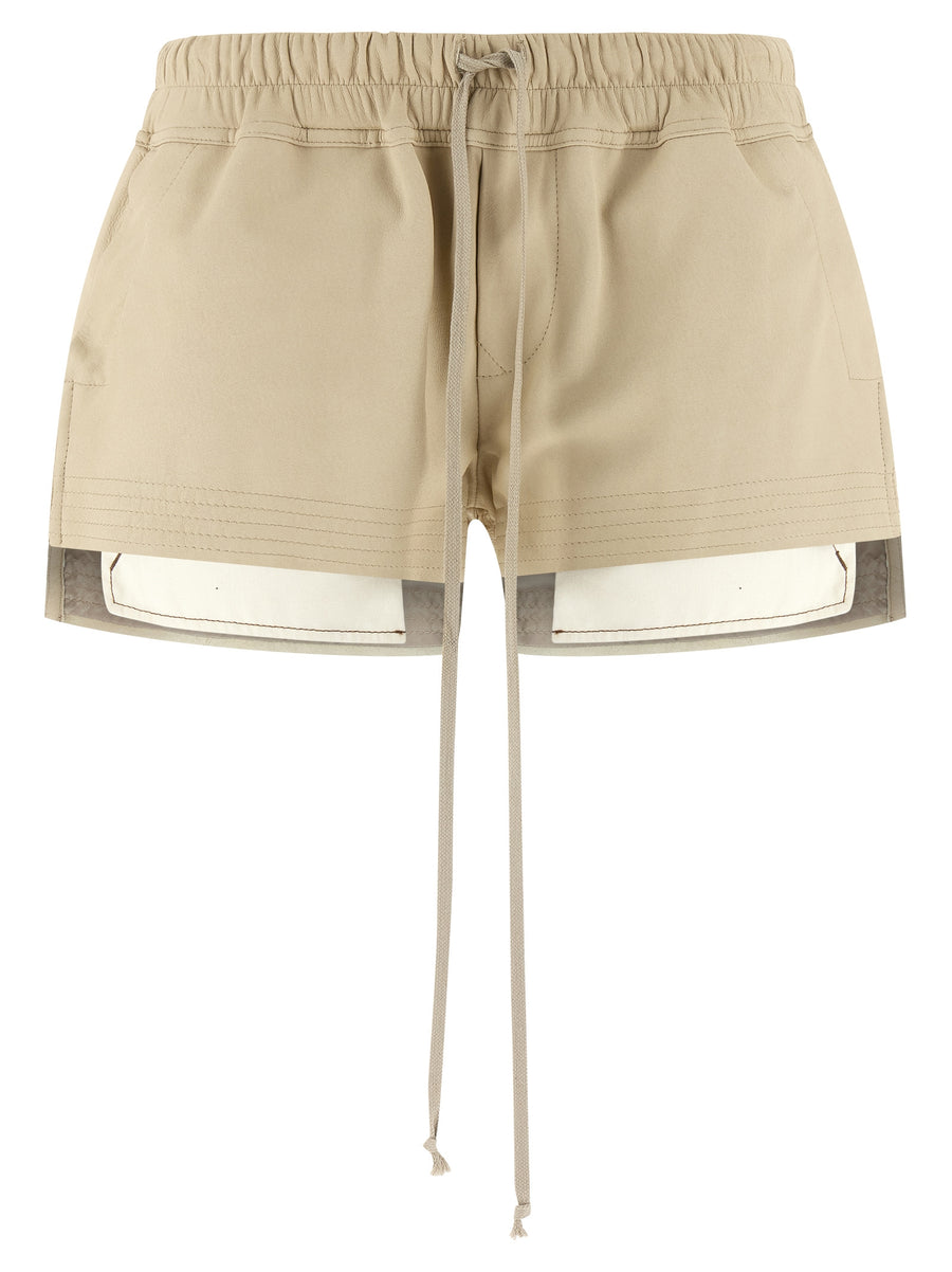 Rick Owens 100% lamb leather bermuda shorts in beige