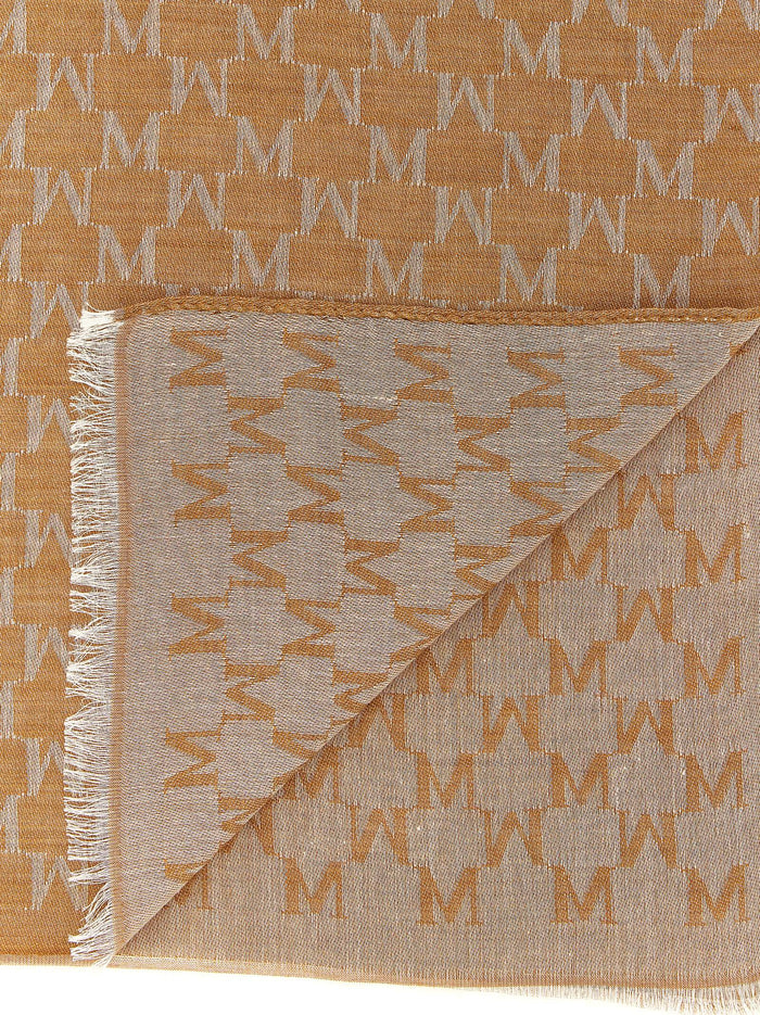Max Mara 44% cotton scarf in brown — view 2