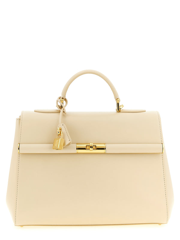 Dolce & Gabbana 100% lamb leather top handle bag in white