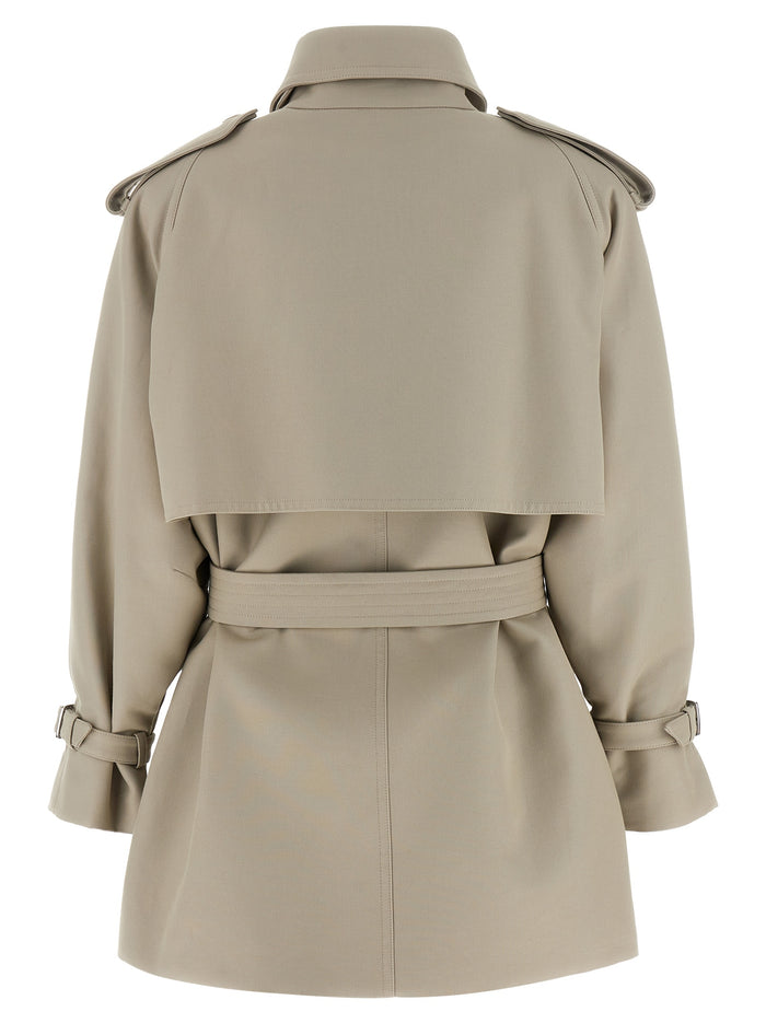 Max Mara 100% cotton trench coat in beige — view 2