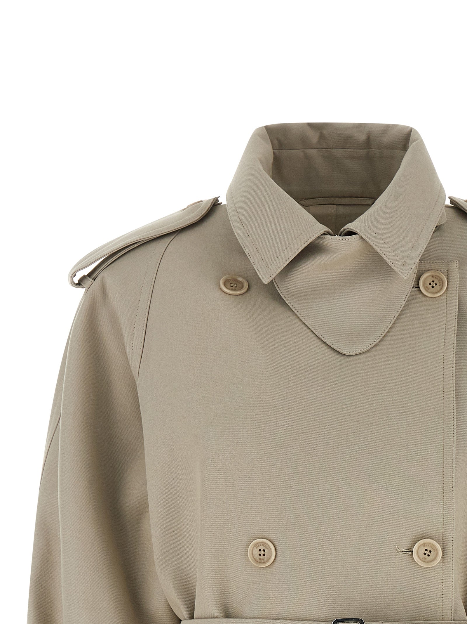 Max Mara 100% cotton trench coat in beige — view 3